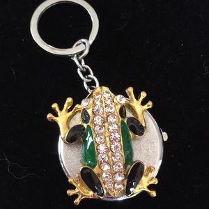 Strada crystal & enamel frog watch keychain NWT